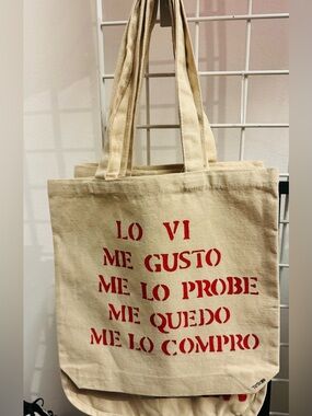 Canvas Tote Bag with Red Spanish Text